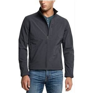 TSLA Men's Softshell Graphite Gray Full Zip Medium Jacket Water-Resistant Fleece